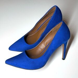 Christian Siriano Women's Blue Suede Pump Heels Elegant Shoes - Size 7.5